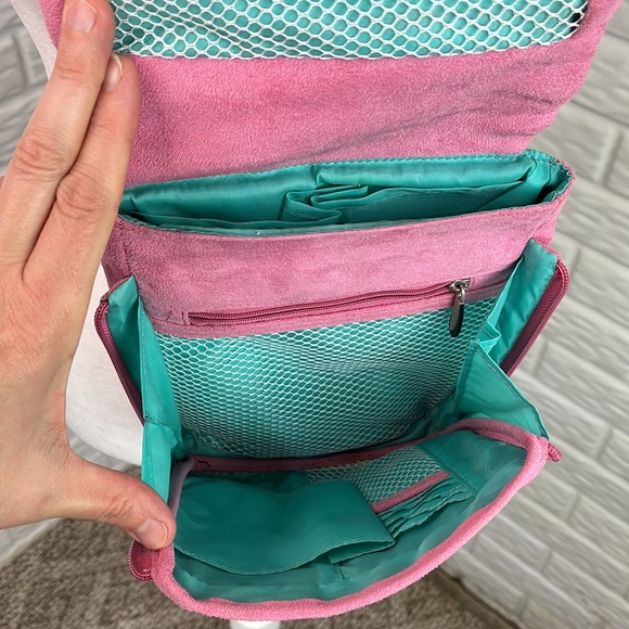 TRAVELON MESSENGER TRAVEL FAUX PINK SUEDE NYLON BAG - Picture 5 of 16